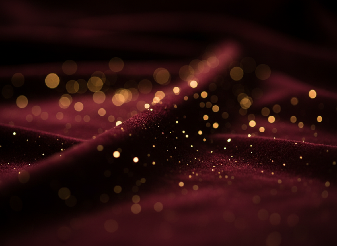 Candlelight bokeh over deep burgundy velvet